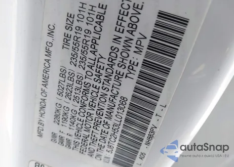 2020 Acura Rdx Technology Package z USA, uszkodzony, nr VIN 5J8TC2H53LL013068